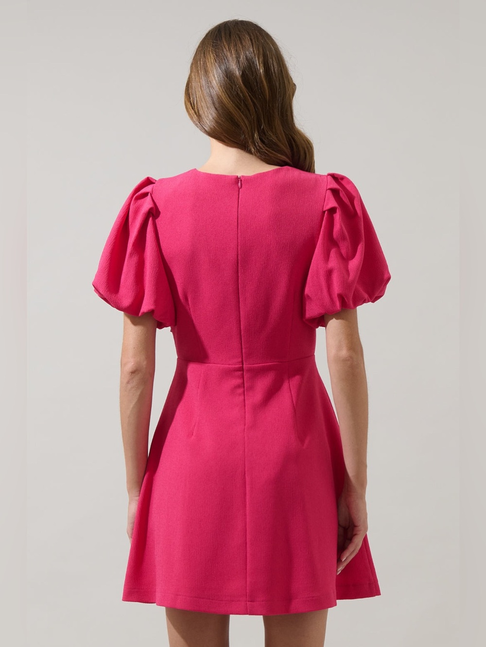 Sugarlips Zemira Rosette Bubble Sleeve Mini Dress Fuchsia Size Small NWT - Picture 4 of 11
